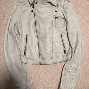 Jakker Elegant Cream Leather Jacket for Women